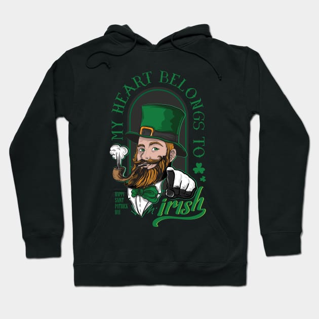 My Heart Belongs To Irish St Patrick's Day Shamrock Hoodie by anubis1986